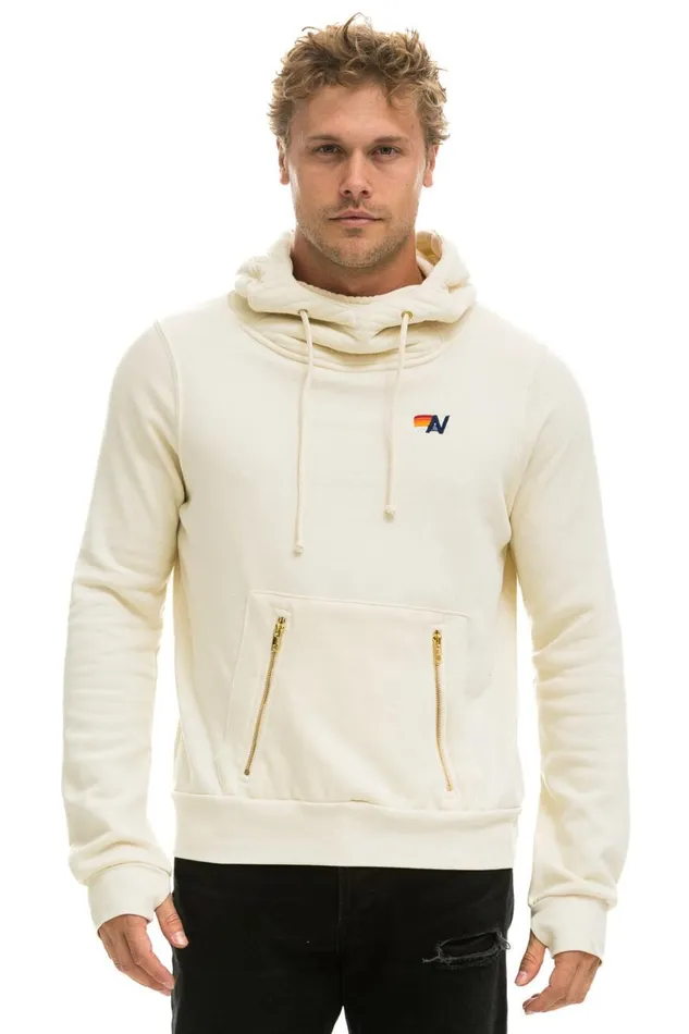 WomenMen Tops Aviator Nation NINJA PULLOVER HOODIE 8211 VINTAGE WHITE