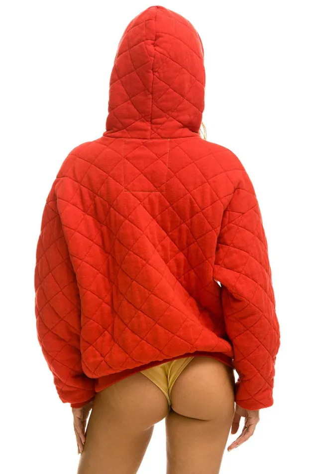 WomenMen Tops Aviator Nation QUILTED RELAXED PULLOVER HOODIE 8211 RED