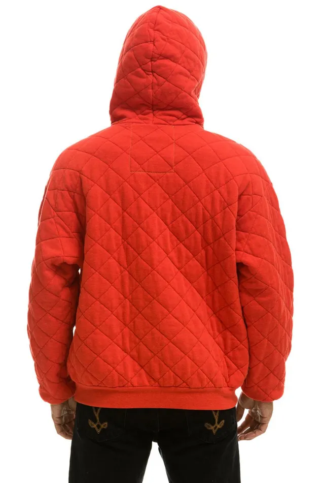 WomenMen Tops Aviator Nation QUILTED RELAXED PULLOVER HOODIE 8211 RED