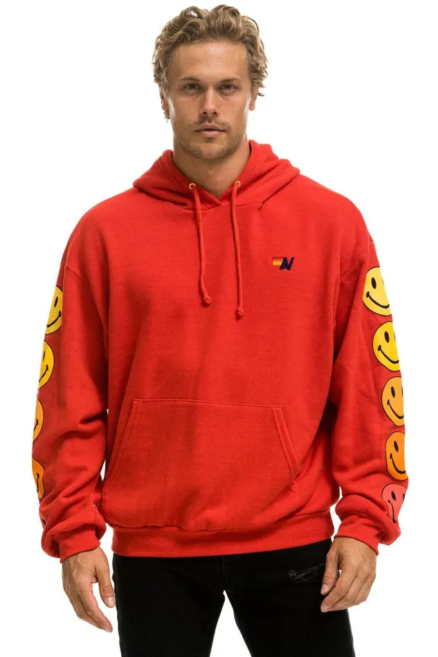 WomenMen Tops Aviator Nation SMILEY SUNSET RELAXED PULLOVER HOODIE 8211 RED WomenMen Tops Aviator Nation SMILEY SUNSET RELAXED PULLOVER HOODIE 8211 RED