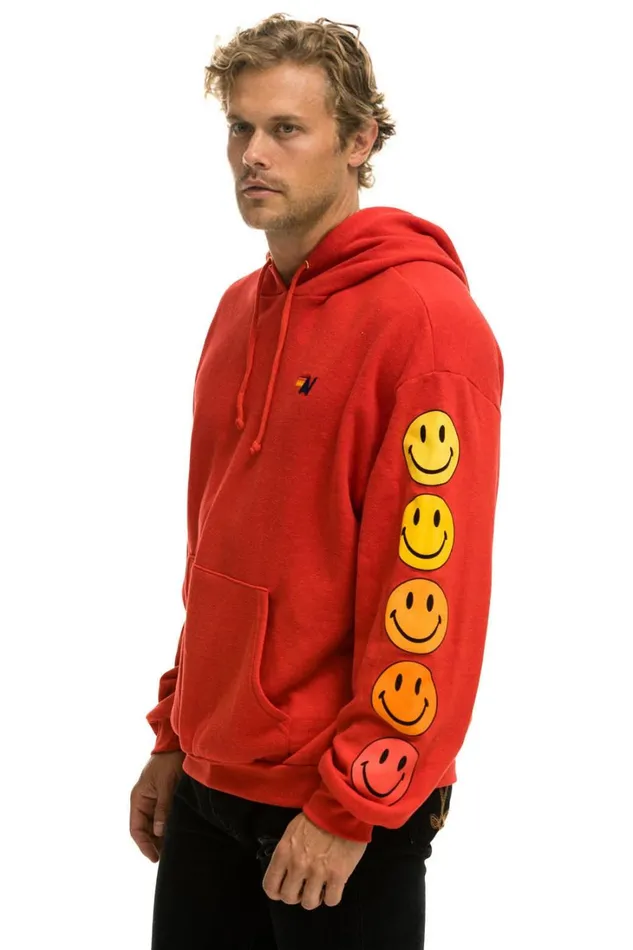 WomenMen Tops Aviator Nation SMILEY SUNSET RELAXED PULLOVER HOODIE 8211 RED WomenMen Tops Aviator Nation SMILEY SUNSET RELAXED PULLOVER HOODIE 8211 RED