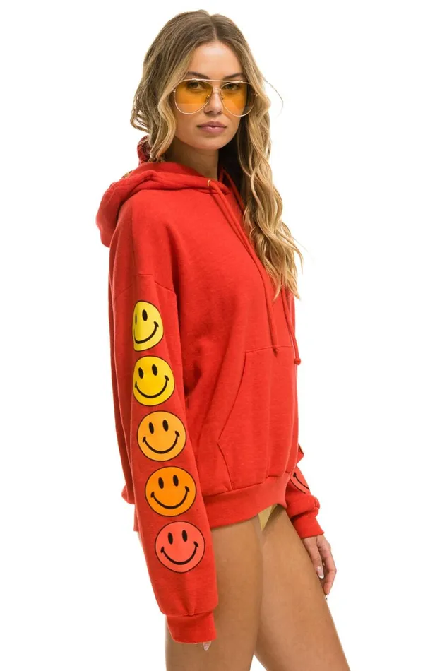 WomenMen Tops Aviator Nation SMILEY SUNSET RELAXED PULLOVER HOODIE 8211 RED WomenMen Tops Aviator Nation SMILEY SUNSET RELAXED PULLOVER HOODIE 8211 RED