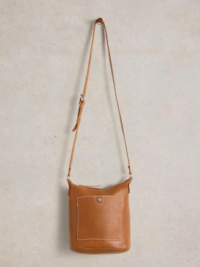 Women Mini Leather Fern Crossbody Mid Tan White Stuff Bags and Purses