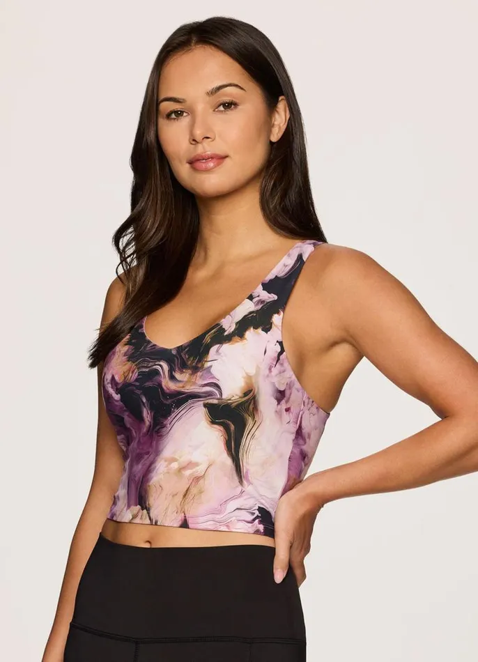 Women Misty Marble Super Soft Bra Tank Multi RBX Active Sports Bras
