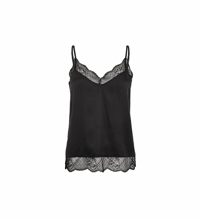Women MMDitte Silk Lace Top Black Blouses and Tops MOS MOSH