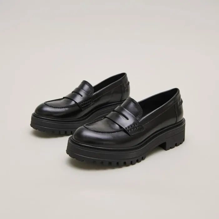 Women Moccasins With Notched Soles Black JONAK Loafers