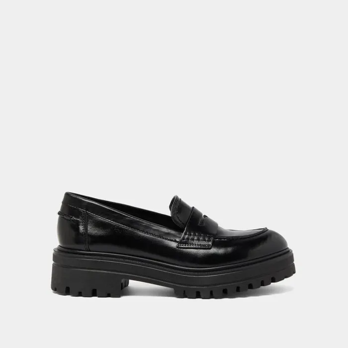 Women Moccasins With Notched Soles Black JONAK Loafers