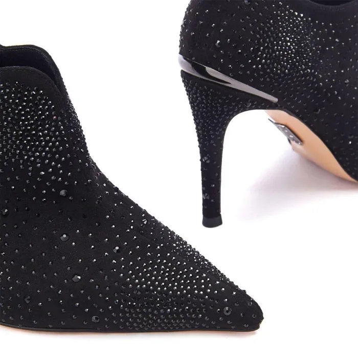 Women Moda In Pelle Black Boots Quene Black Alcantara
