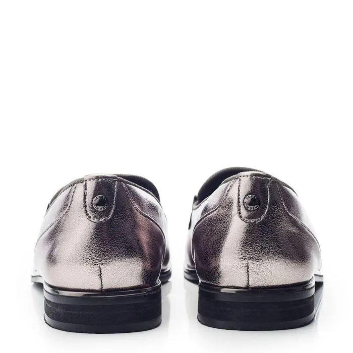 Women Moda In Pelle Brogues And Loafers Evvaa Pewter Metallic
