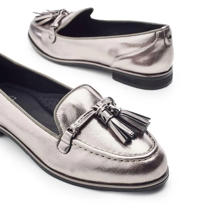 Women Moda In Pelle Brogues And Loafers Evvaa Pewter Metallic