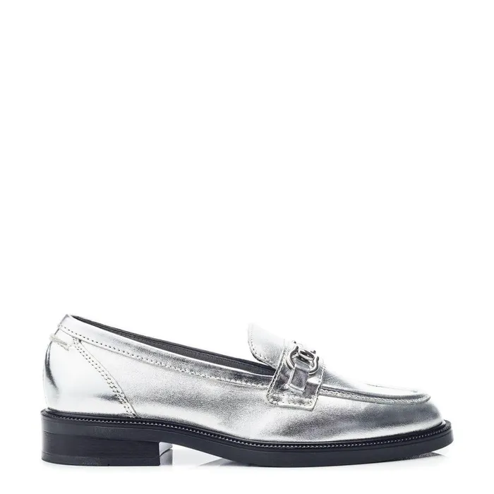 Women Moda In Pelle Casual Shoes Estephe Silver Leather