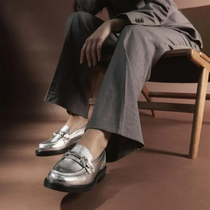 Women Moda In Pelle Casual Shoes Estephe Silver Leather