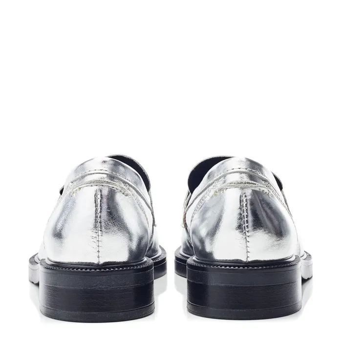 Women Moda In Pelle Casual Shoes Estephe Silver Leather