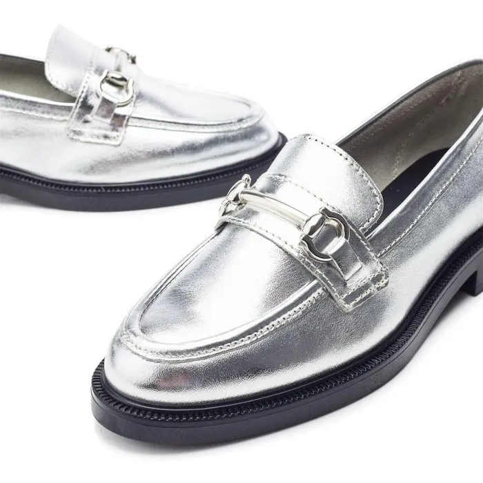 Women Moda In Pelle Casual Shoes Estephe Silver Leather