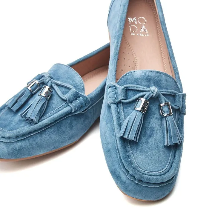 Women Moda In Pelle Casual Shoes Famina Blue Suede