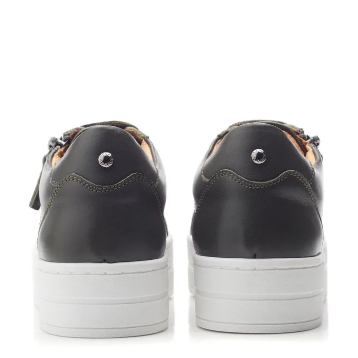 Women Moda In Pelle Casual Trainers Abbiy Khaki Leather