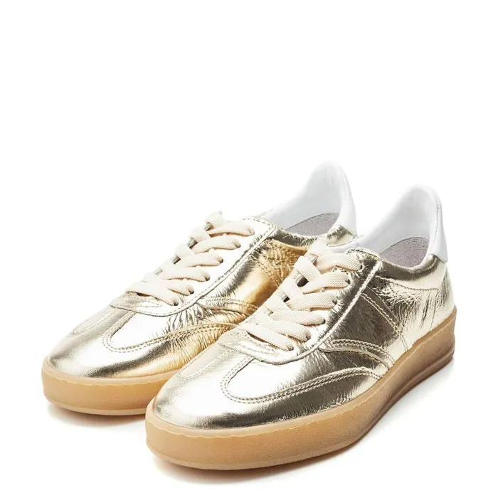 Women Moda In Pelle Casual Trainers Arii Gold Leather