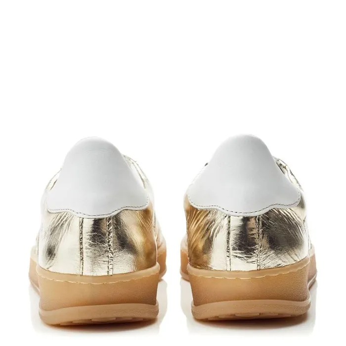Women Moda In Pelle Casual Trainers Arii Gold Leather