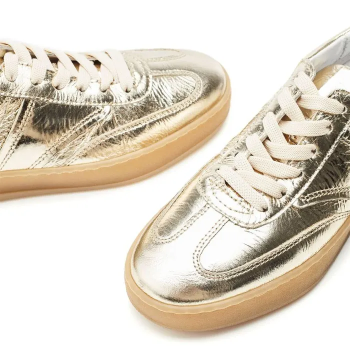 Women Moda In Pelle Casual Trainers Arii Gold Leather