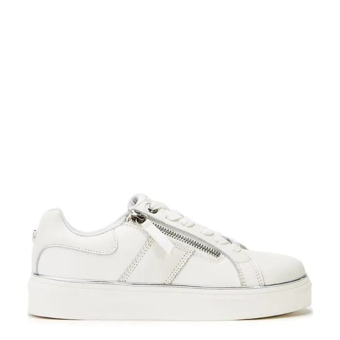 Women Moda In Pelle Casual Trainers Bacary White Porvair