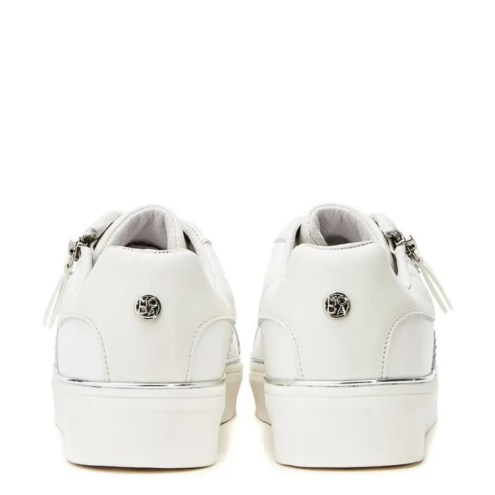 Women Moda In Pelle Casual Trainers Bacary White Porvair