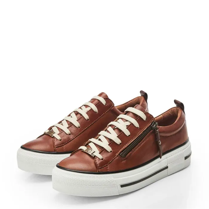 Women Moda In Pelle Casual Trainers Filician Tan Leather