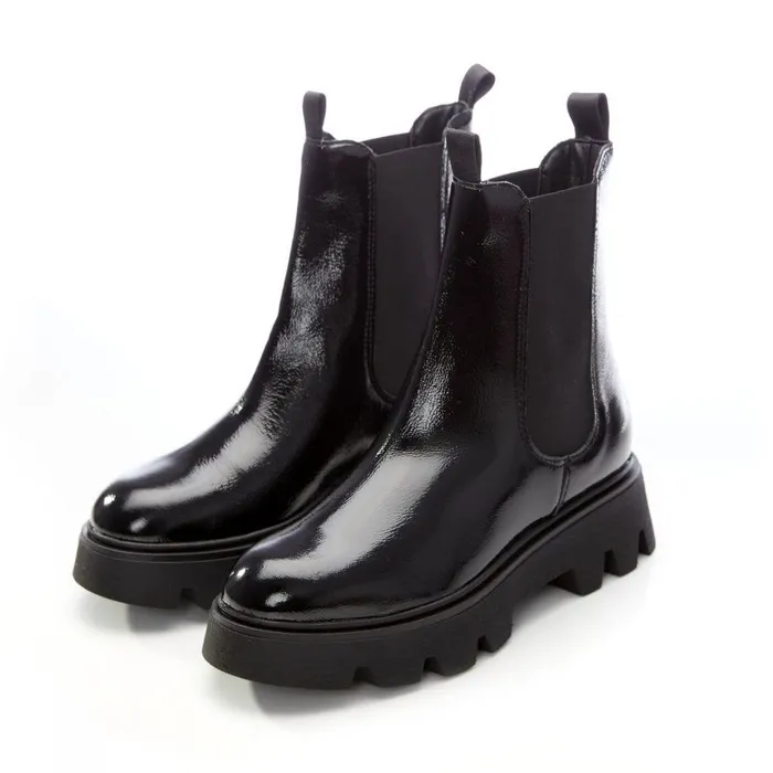 Women Moda In Pelle Chelsea Boots Ashanti Black Patent Leather