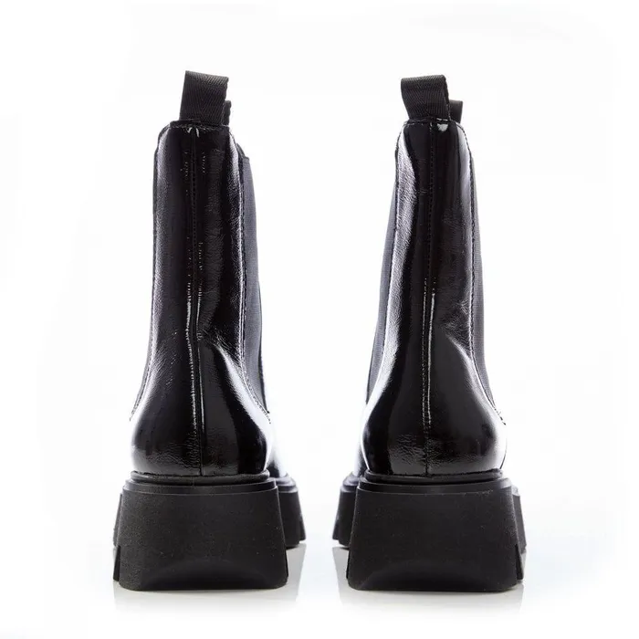 Women Moda In Pelle Chelsea Boots Ashanti Black Patent Leather