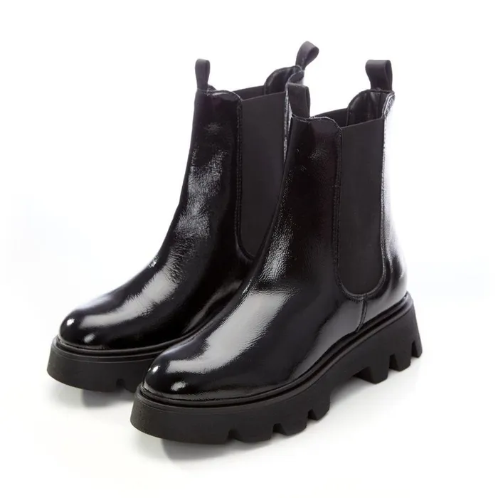 Women Moda In Pelle Chelsea Boots Ashanti Black Patent Leather