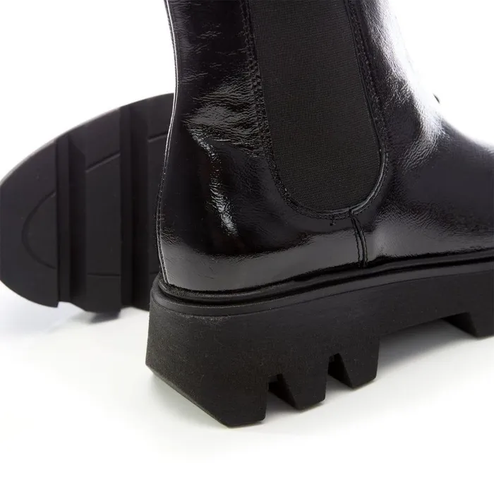 Women Moda In Pelle Chelsea Boots Ashanti Black Patent Leather