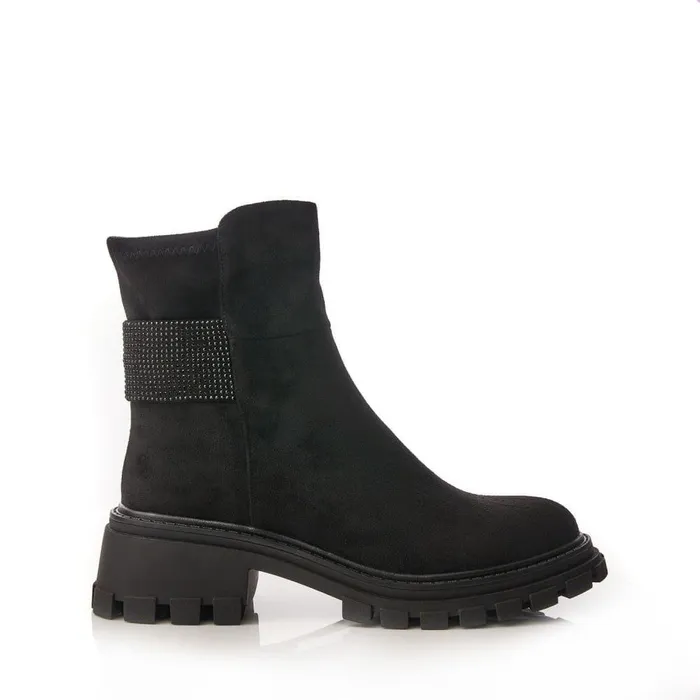 Women Moda In Pelle Chunky Boots Arilen Black Alcantara