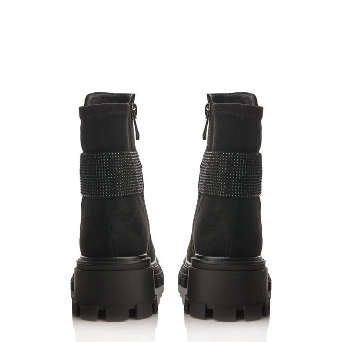 Women Moda In Pelle Chunky Boots Arilen Black Alcantara