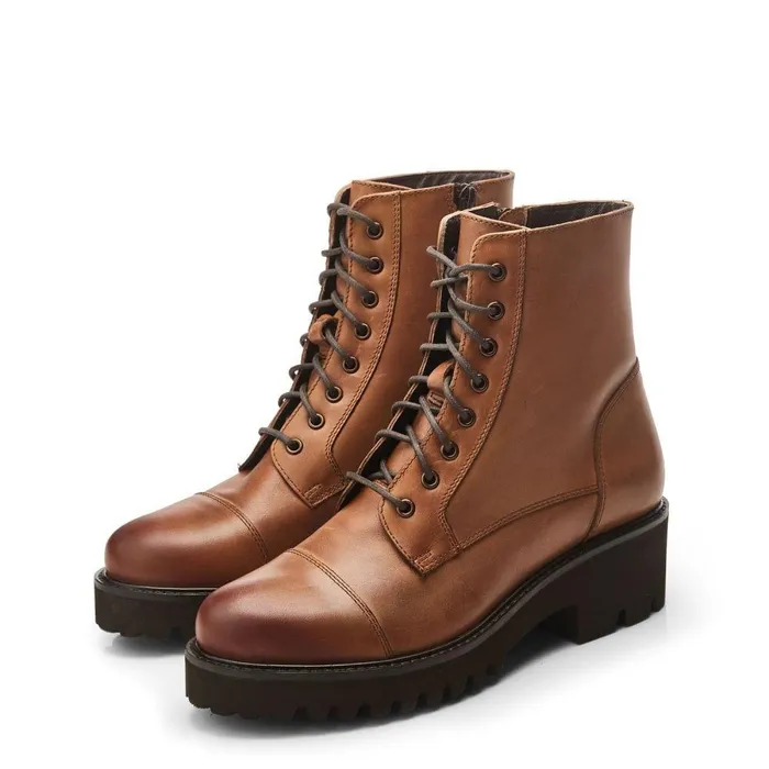 Women Moda In Pelle Chunky Boots Aristea Tan Leather