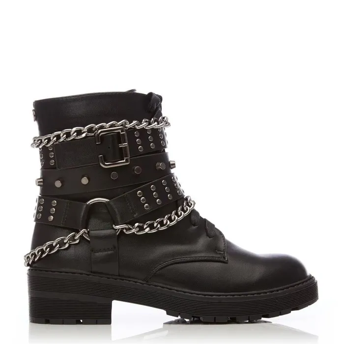 Women Moda In Pelle Chunky Boots Benetcha Black Porvair