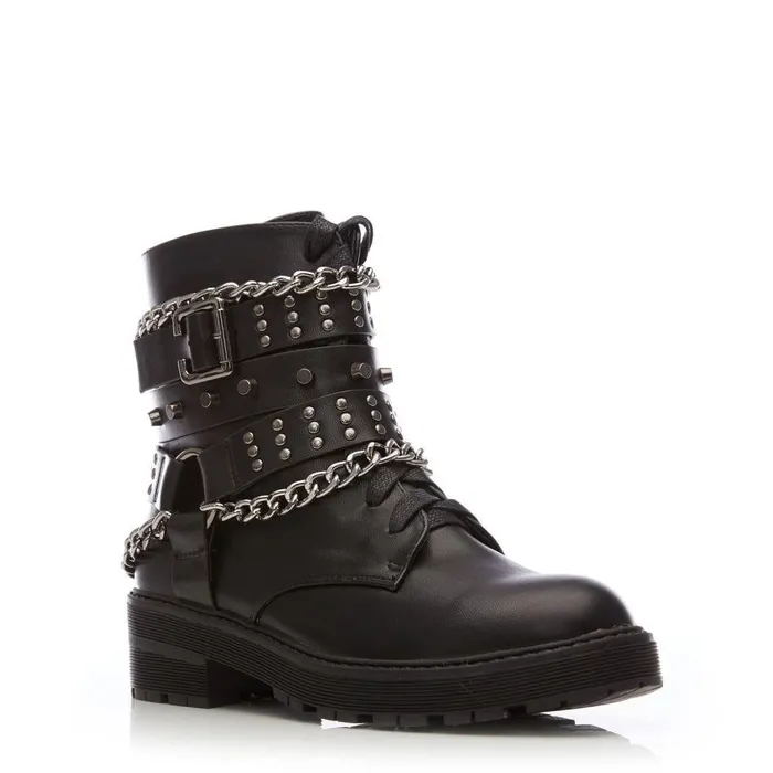 Women Moda In Pelle Chunky Boots Benetcha Black Porvair