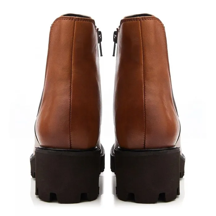 Women Moda In Pelle Chunky Boots Bsoleful BRylee Tan Leather