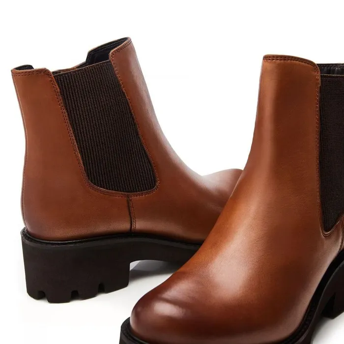 Women Moda In Pelle Chunky Boots Bsoleful BRylee Tan Leather