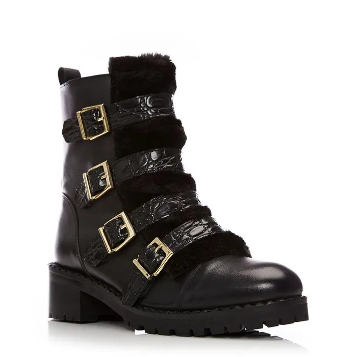 Women Moda In Pelle Chunky Boots Channie Black Leather