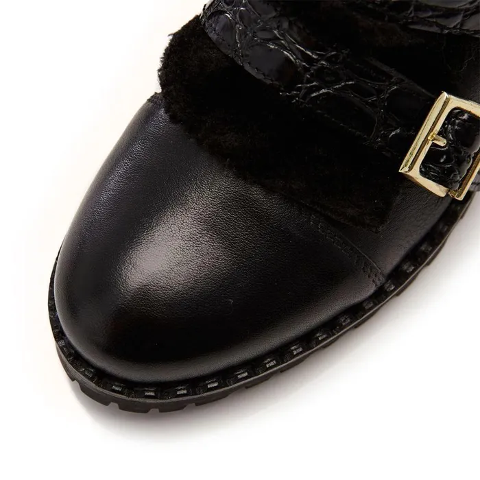 Women Moda In Pelle Chunky Boots Channie Black Leather