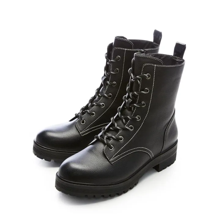 Women Moda In Pelle Chunky Boots M By Moda Bianca Black Porvair