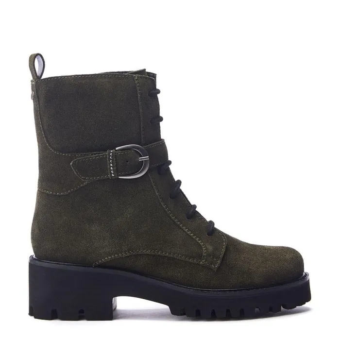 Women Moda In Pelle Chunky Boots Oberon Green Suede