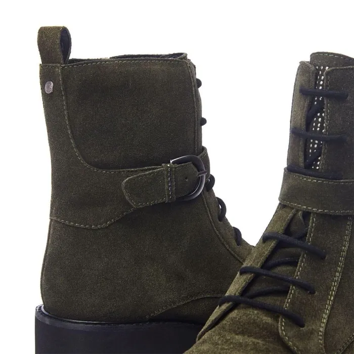 Women Moda In Pelle Chunky Boots Oberon Green Suede