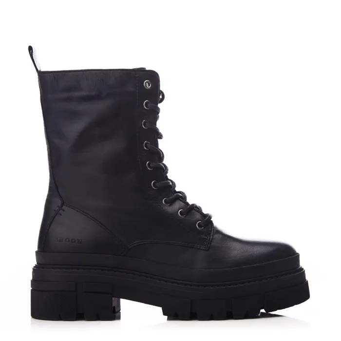 Women Moda In Pelle Chunky Boots Shoon Sh Impress Black Leather
