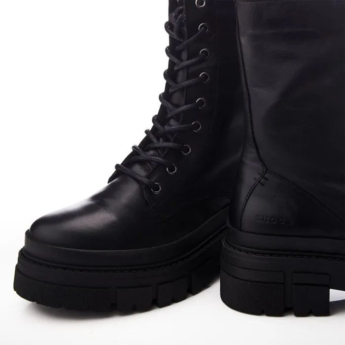 Women Moda In Pelle Chunky Boots Shoon Sh Impress Black Leather