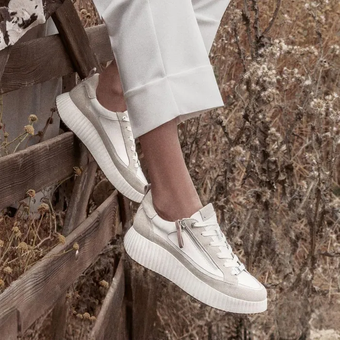Women Moda In Pelle Chunky Trainers Bouville Off White Leather