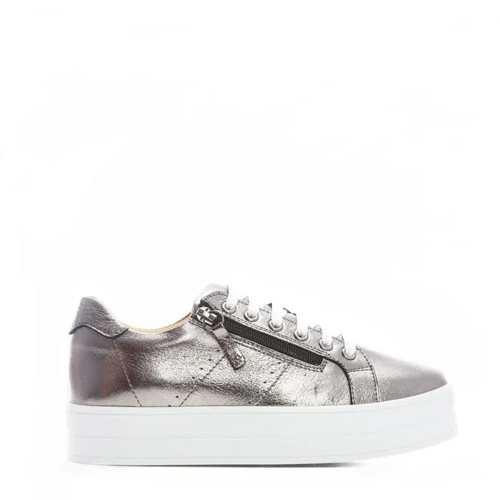 Women Moda In Pelle Chunky Trainers Bsoleful BGlazie Pewter Leather