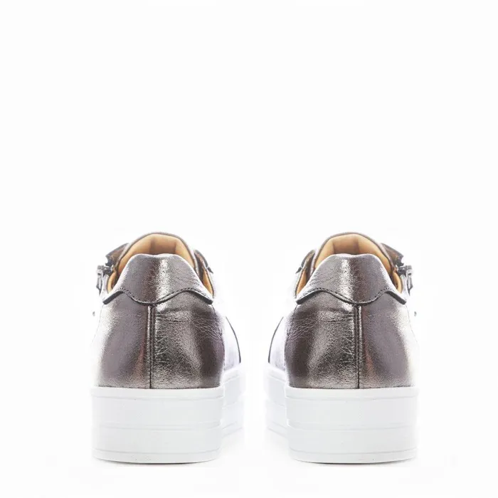 Women Moda In Pelle Chunky Trainers Bsoleful BGlazie Pewter Leather