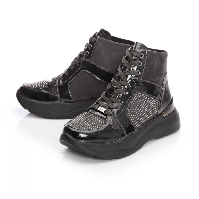Women Moda In Pelle Chunky Trainers M By Moda Belus Dark Grey Porvair
