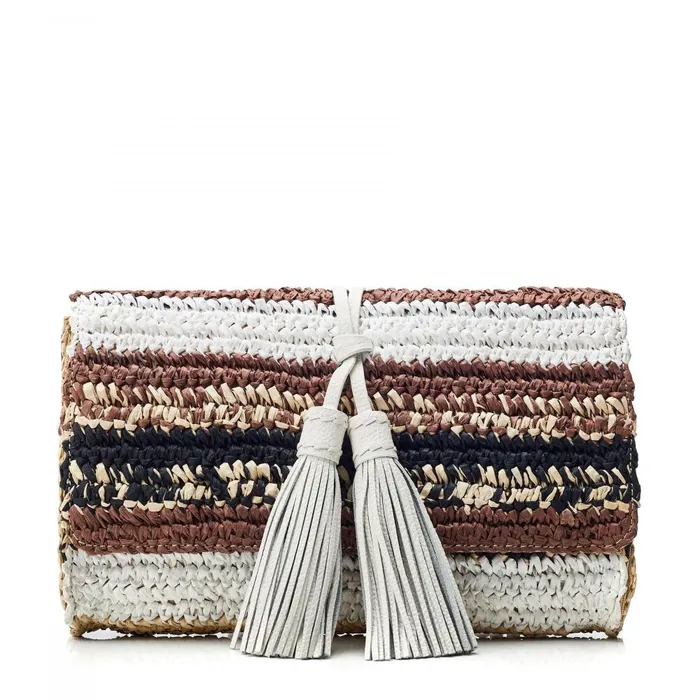 Women Moda In Pelle Clutch Bags Elba Clutch Black Raffia