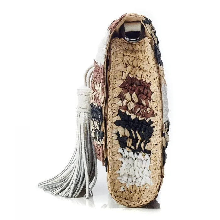 Women Moda In Pelle Clutch Bags Elba Clutch Black Raffia